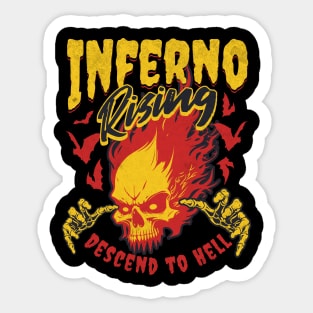 Death Skull on Fire Descending to Hell Sticker